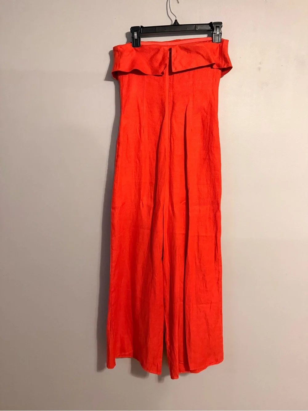 Banana Republic Linen Strapless Wide-Leg Jumpsuit - Bright Orange-Red
